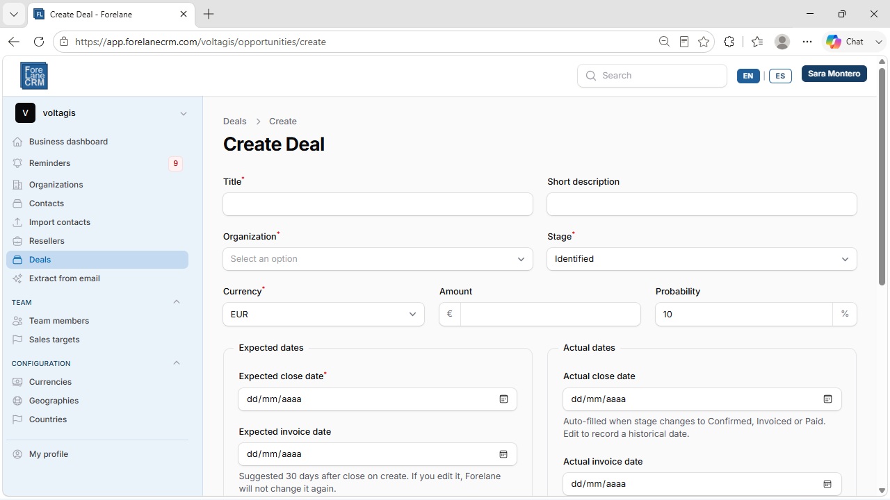 Create your first deal in ForeLane