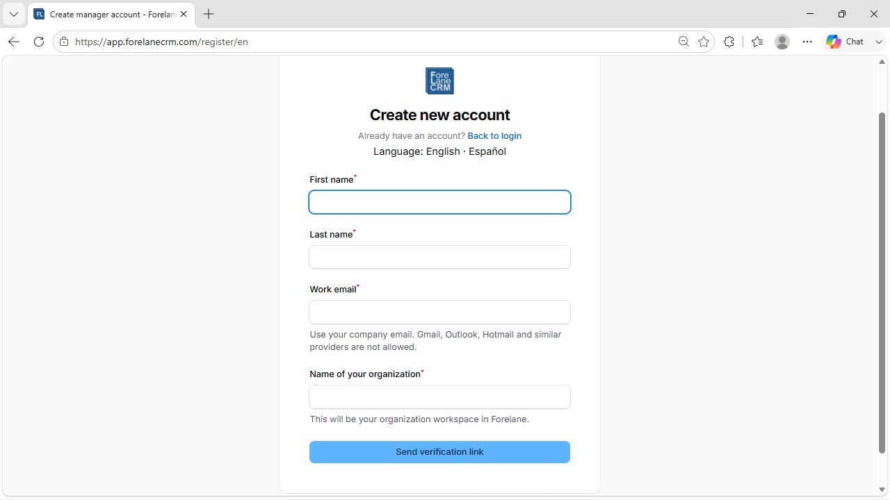 Create your ForeLane account